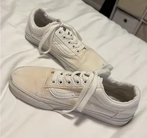 White Lace-Up Vans Shoes thumbnail 1