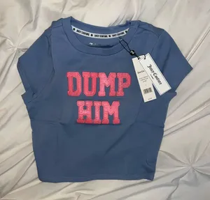 Juicy Couture Iconic Dump him baby tee cropped tshirt 2000s Y2K sterling blue thumbnail 1