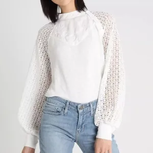 ✨Free People Sweetest Thing Thermal/Lace White Long Sleeve Sz Small Top✨ thumbnail 4