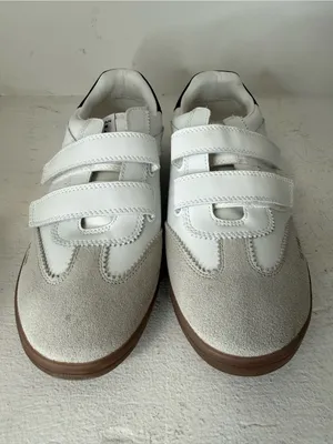 Sam Edelman White, Gray & Brown Velcro Sneakers thumbnail 2