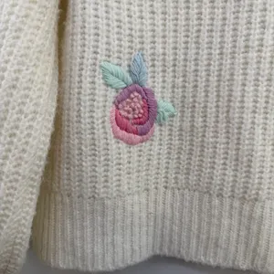 LoveShackFancy Ridge Sweater S Floral Embroidered Wool Blend Cottagecore thumbnail 9