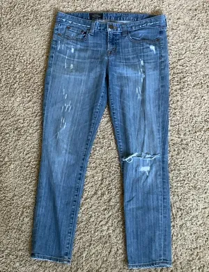 J.Crew Toothpick ankle size 31 distressed blue jeans W34xL28.5 thumbnail 1