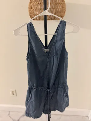 Pink Lily Denim Romper in Faded Blue thumbnail 2