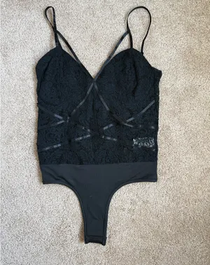 NWOT Missguided Harness Black Lace Cami Bodysuit. Size 2 thumbnail 2