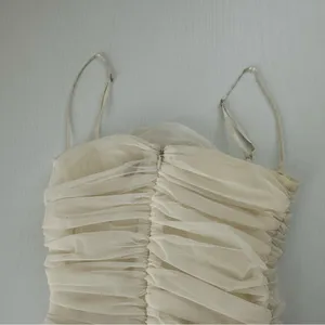 House of CB Sirene Gathered Organza Mesh Dress Ivory, M thumbnail 9
