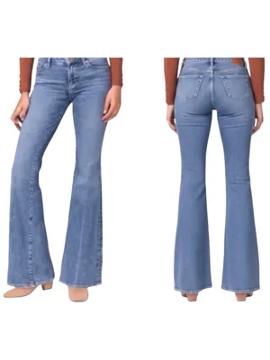 Abercrombie & Fitch The Flare Ultra High Rise Blue Denim Jeans Size 29/8R thumbnail 3