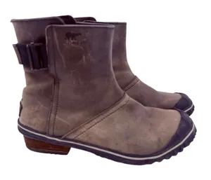 Sorel Women's Green Slimboot Shortie Leather Boots Size 9.5 thumbnail 1