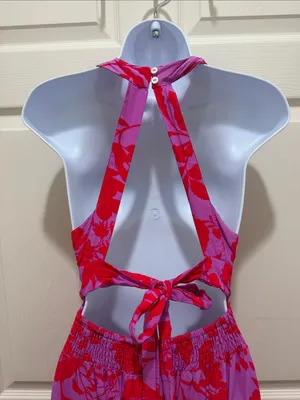 Abel the Label by Anthropologie Charlotte Purple & Red Floral Halter Maxi Dress thumbnail 6