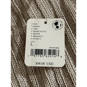 Free People Vie Boheme Cardi Sandcastle Tan Ribbed Knit Slit Cardigan Large L thumbnail 10