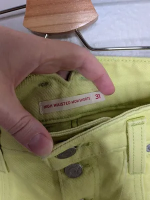 Levi's High Waisted Mom Denim Jean Shorts Button Fly Lime Green Size 31 thumbnail 4