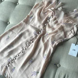 NWT LPA The Label Revolve Pink Ruffle Lavender‎ Floral Maxi Dress Size Medium thumbnail 3