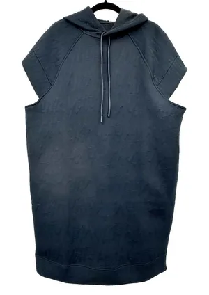 Yitty Backless Hoddie Dress Black Cap Sleeve Athleisure Lounge Open Back Tunic L thumbnail 1