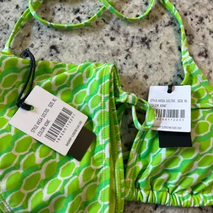 Kendall + Kylie Bikini Set Women XL Kiwi Green Geometric Triangle Side Tie‎ NEW thumbnail 4