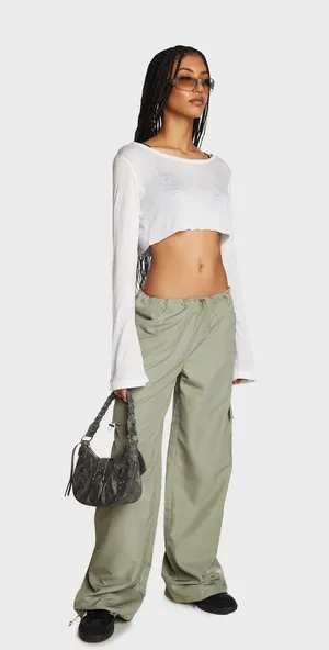 Edikted Asha Low Rise Nylon Cargo Pants thumbnail 1