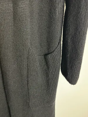 Quince Australian Merino Wool Duster Cardigan Black Sz S thumbnail 5