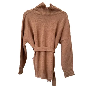 FRENCH CONNECTION Reba High Neck Belted Sweater Brown‎ X-Small thumbnail 4