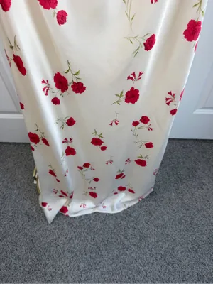 Thirty/Thirty Floral Satin Maxi Dress Ivory Red Size XL NWT thumbnail 7