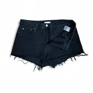 H&M Black High-Waisted Denim Cut-Off Shorts - Women’s Size 12 - Raw Hem thumbnail 3