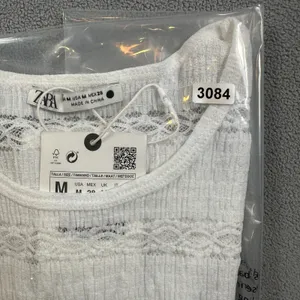 ZARA Woman Tank Top Knit Top Sleeveless M White Crochet Lace Trim Textured‎ NWT thumbnail 6