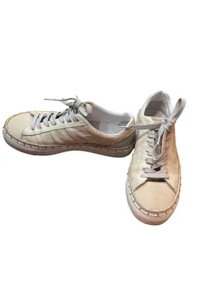 Free People wms cream white leather low top fashion sneakers sz 7 SKU 10-326 thumbnail 2
