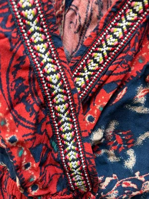 Flying Tomato Red and Blue Mixed Print Dress Medium thumbnail 4