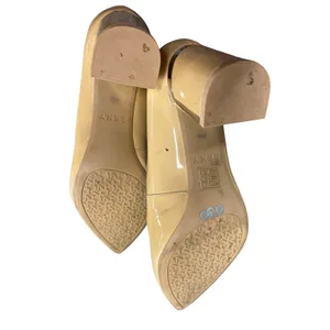 DKNY Womens Nude Beige Patent Pointed Toe Block Heel Pumps Gold Accents Size 8.5 thumbnail 6