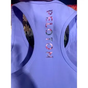 Peloton Cadent Racerback Workout Tank Top Periwinkle Purple Floral Logo Size S thumbnail 5
