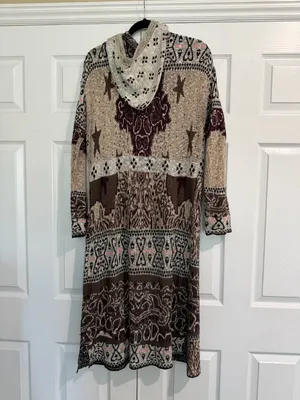 FREE PEOPLE Mixed Media Longline Cardigan Sweater Duster Hooded Size Medium thumbnail 7