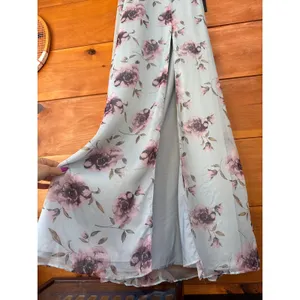NWT Lulus Sweetest Entrance Light Blue Floral Ruffled Tie-Back Maxi Dress Sz S thumbnail 4