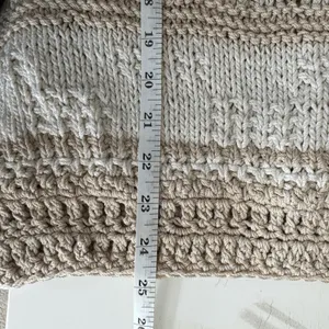 Handmade Crochet Knit Sweater Women Ivory Beige Balloon Sleeve Boho Coastal Chic thumbnail 8