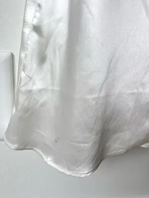 Mable Anthropologie White Satin Midi Asymmetrical Dress Bridal Shower Wedding thumbnail 16