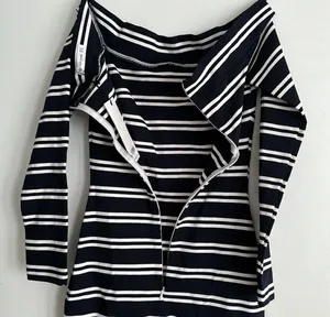 Bec & Bridge Striped Off The Shoulder Bodycon Dress Navy and White thumbnail 4