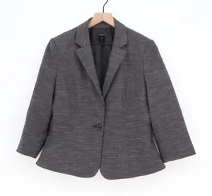 Ann Taylor Blazer Womens 14 Single Button Textured Grey Professional EXC thumbnail 1