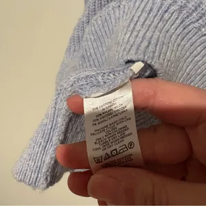 Loft wool pointelle bell flared‎ cuff sleeve sweater blue size small thumbnail 5