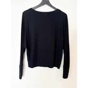 Joah Brown Black Ribbed Long Sleeve Slouchy‎ Top One Size OS thumbnail 6