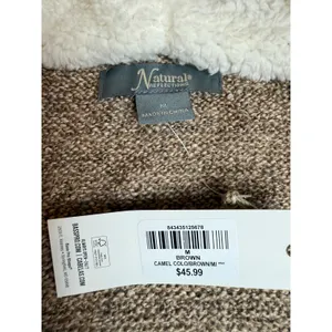 Natural Reflections Womens M Camel Brown Knit‎ Hooded Open Front Cardigan thumbnail 4