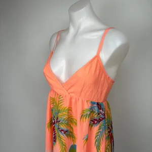 H&M Neon Orange Fruit Tropical Spaghetti V-Neck Sleeveless Mini Sundress Size 6 thumbnail 4