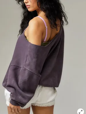 Urban Outfitters Purple Acid Wash Champion Off The Shoulder Sweatshirt Size S/M thumbnail 2