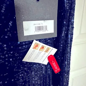 Mac Duggal Ieena Long‎ Sleeve Sequined Gown in Midnight Blue- NWT thumbnail 7