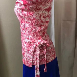 Ann Taylor wraparound 3/4 sleeve coral sweater thumbnail 4