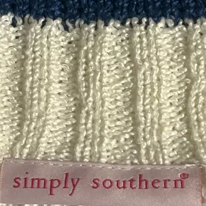 Simply Southern Coastal Striped Cardigan Blue White Preppy Knit Sweater Size L thumbnail 7