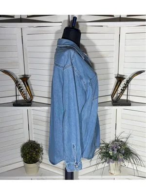 Vintage 90s Bill Blass women's denim shirt blue cotton Western grunge cottage M thumbnail 3