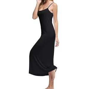NWT ~ Women's Long Black Rayon Summer Cami Dress ~ Size MEDIUM thumbnail 2
