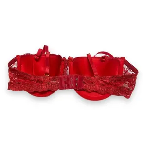 Inteco Intimates Womens‎ Bra Sz 34B Red Lace Push Up Padded thumbnail 2