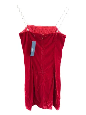 Lulu's Burgundy Velvet Strapless Mini with Crystal Chain Straps thumbnail 2