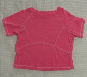 Altar'd State AS Revival Pink Stitched Woman’s Cropped Tee, Size Small. thumbnail 1