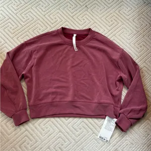 NWT Lululemon Perfectly Oversized Cropped Crew Softstreme Mulled Wine thumbnail 5