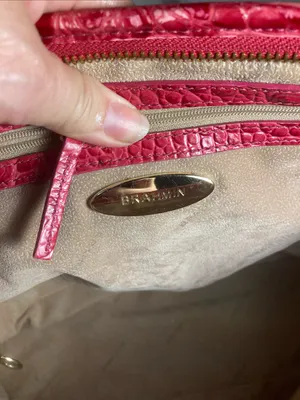 Brahmin red croc-embossed leather tote bag thumbnail 15