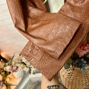 NEW Crocodile Moto Jacket Brown thumbnail 9
