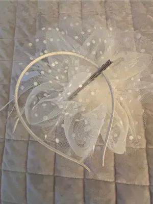 Ivory Floral Feather Fascinator Headpiece - Women Accessories Beige thumbnail 2